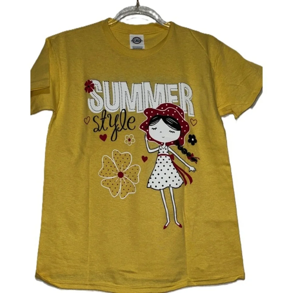 Girls‎ Summer Style T-Shirt, Yellow, Small